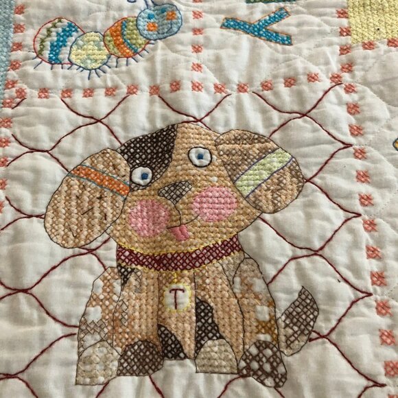 Handmade Cross Stich Baby Quilt #713-3 - Picture 4 of 8